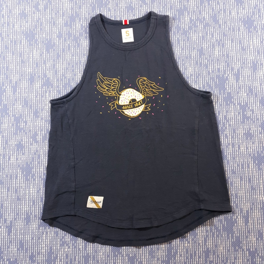 Tracksmith Tank Top Womens Small Varsity Cotton Blue Running Athletic Training